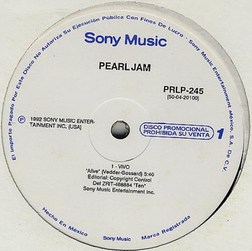 Pearl Jam Vivo 12" vinyl single (12 inch record / Maxi-single) Mexican PJA12VI201596