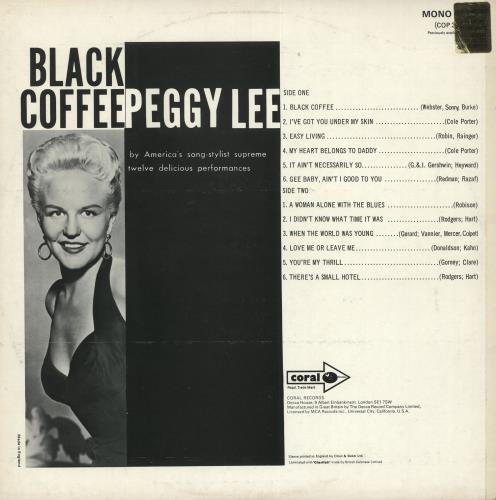 Peggy Lee Black Coffee vinyl LP album (LP record) UK PEGLPBL718653
