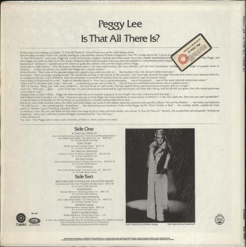 Peggy Lee Is That All There Is? - Purple Label vinyl LP album (LP record) US PEGLPIS774881