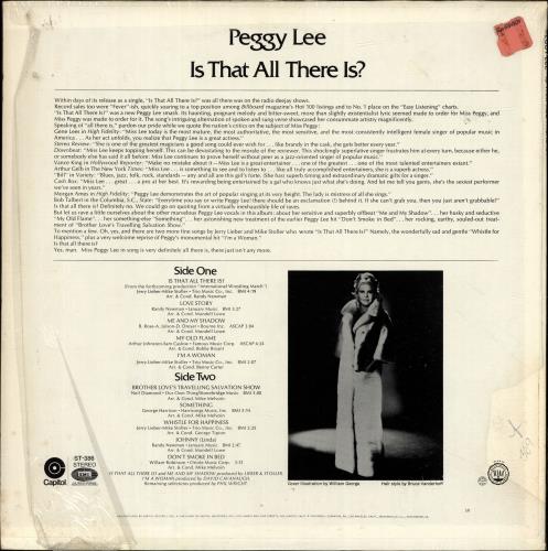 Peggy Lee Is That All There Is? vinyl LP album (LP record) US PEGLPIS699103