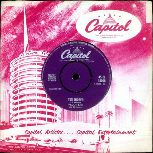 Peggy Lee Yes Indeed 7" vinyl single (7 inch record / 45) UK PEG07YE504174