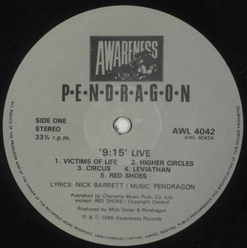Pendragon 9:15 Live vinyl LP album (LP record) UK NDGLPLI381249