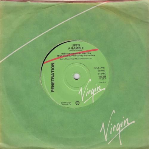 Penetration Life's A Gamble 7" vinyl single (7 inch record / 45) UK PEN07LI698042