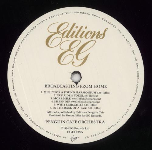Penguin Cafe Orchestra Broadcasting From Home vinyl LP album (LP record) UK PA4LPBR530166