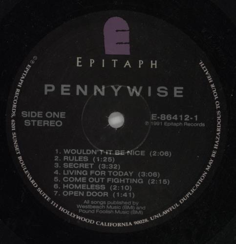 Pennywise Pennywise vinyl LP album (LP record) US PNYLPPE869465