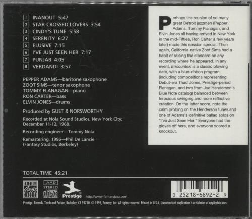 Pepper Adams Encounter! CD album (CDLP) US PI1CDEN891090