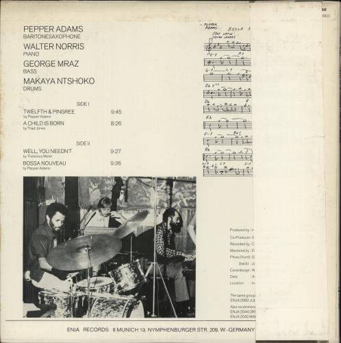 Pepper Adams Twelfth & Pingree vinyl LP album (LP record) Japanese PI1LPTW873336