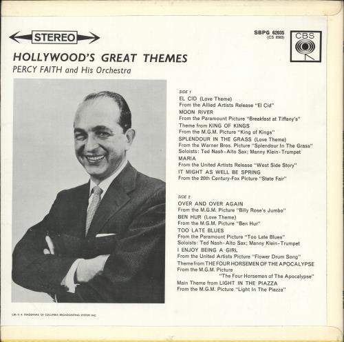 Percy Faith (Jazz) Hollywood's Great Themes vinyl LP album (LP record) UK PFHLPHO708794
