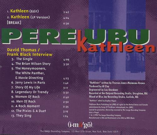 Pere Ubu Kathleen CD album (CDLP) US UBUCDKA412259
