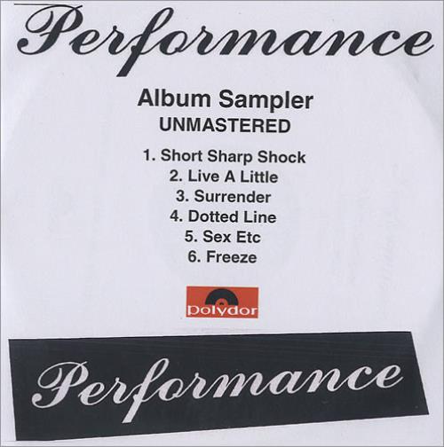 Performance Album Sampler - Unmastered CD-R acetate UK PC4CRAL435834