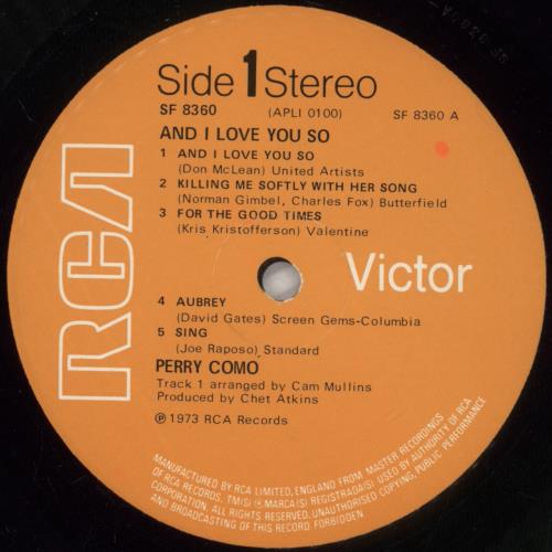 Perry Como And I Love You So vinyl LP album (LP record) UK PA9LPAN496780