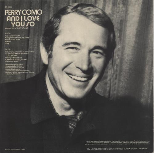 Perry Como And I Love You So vinyl LP album (LP record) UK PA9LPAN496780