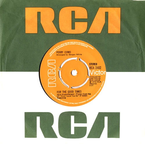 Perry Como For The Good Times - 4pr 7" vinyl single (7 inch record / 45) UK PA907FO560315