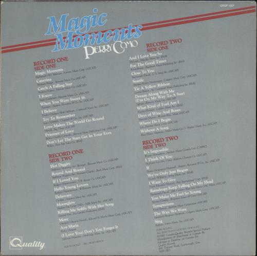 Perry Como Magic Moments 2-LP vinyl record set (Double LP Album) Canadian PA92LMA788291