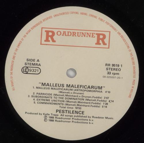 Pestilence Malleus Maleficarum - EX vinyl LP album (LP record) Dutch P45LPMA581844