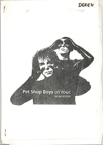 Pet Shop Boys 1989 Tour Itinerary & Two Access All Areas Passes Itinerary UK PSBITTO712024