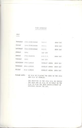 Pet Shop Boys 1989 Tour Itinerary & Two Access All Areas Passes Itinerary UK PSBITTO712024