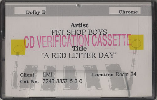 Pet Shop Boys A Red Letter Day cassette single UK PSBCMAR500465