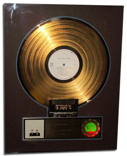 Pet Shop Boys Actually award disc US PSBAWAC432603