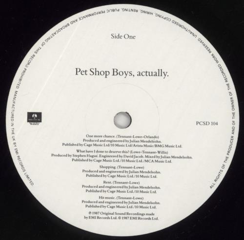 Pet Shop Boys Actually vinyl LP album (LP record) UK PSBLPAC859857