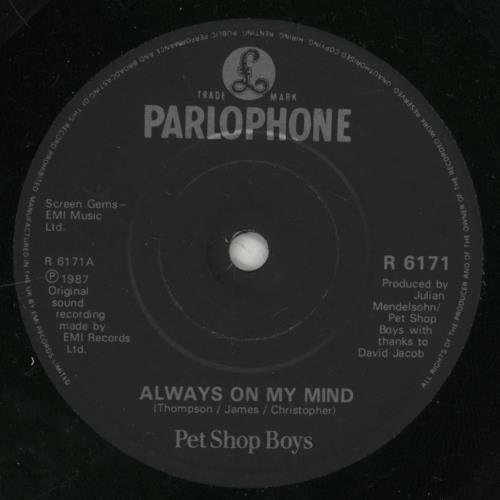 Pet Shop Boys Always On My Mind 7" vinyl single (7 inch record / 45) UK PSB07AL04058