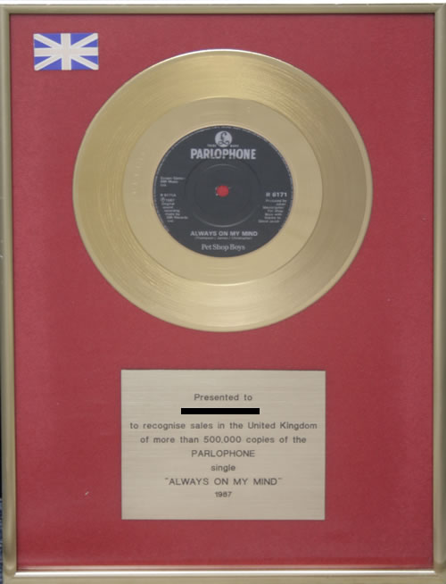 Pet Shop Boys Always On My Mind award disc UK PSBAWAL551989