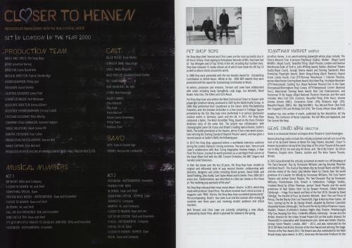 Pet Shop Boys Closer To Heaven tour programme UK PSBTRCL752436