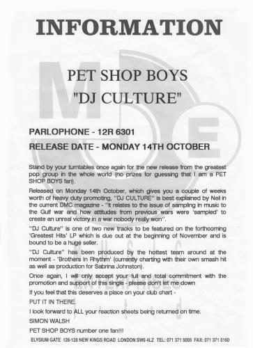 Pet Shop Boys DJ Culture 12" vinyl single (12 inch record / Maxi-single) UK PSB12DJ04170
