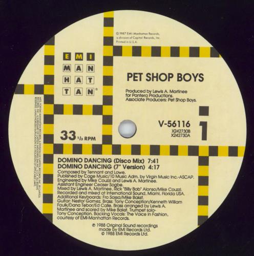 Pet Shop Boys Domino Dancing 12" vinyl single (12 inch record / Maxi-single) US PSB12DO584685