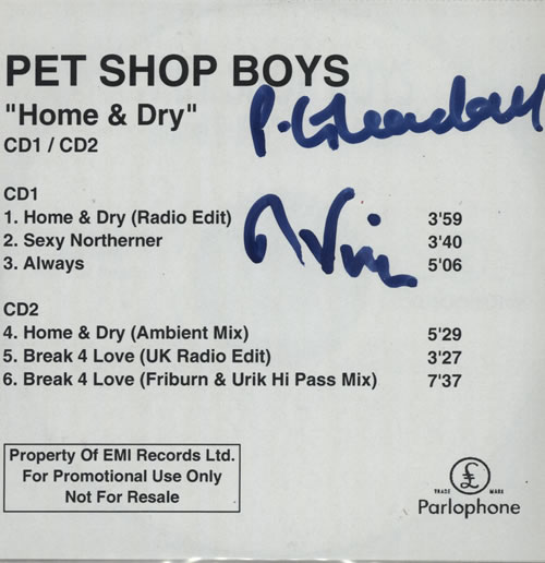 Pet Shop Boys Home And Dry - Autographed CD-R acetate UK PSBCRHO583038