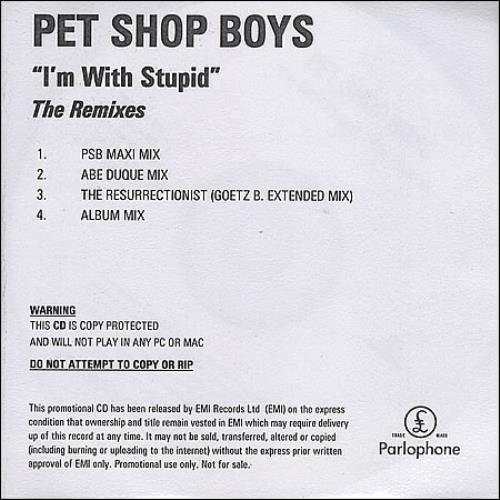Pet Shop Boys I'm With Stupid - The Remixes CD-R acetate UK PSBCRIM366688