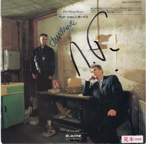 Pet Shop Boys It's A Sin - Autographed 7" vinyl single (7 inch record / 45) Japanese PSB07IT655824