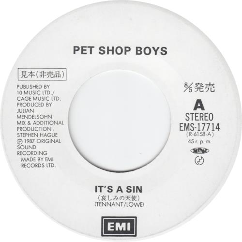 Pet Shop Boys It's A Sin - Autographed 7" vinyl single (7 inch record / 45) Japanese PSB07IT655824