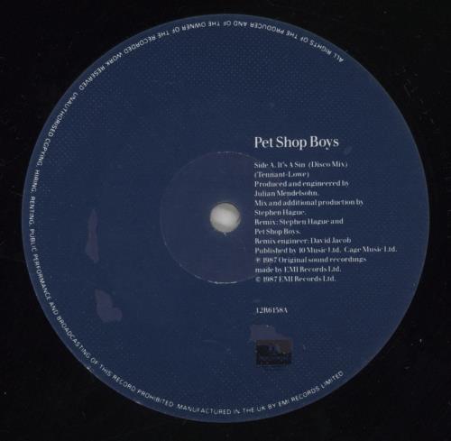 Pet Shop Boys It's A Sin 12" vinyl single (12 inch record / Maxi-single) UK PSB12IT04240