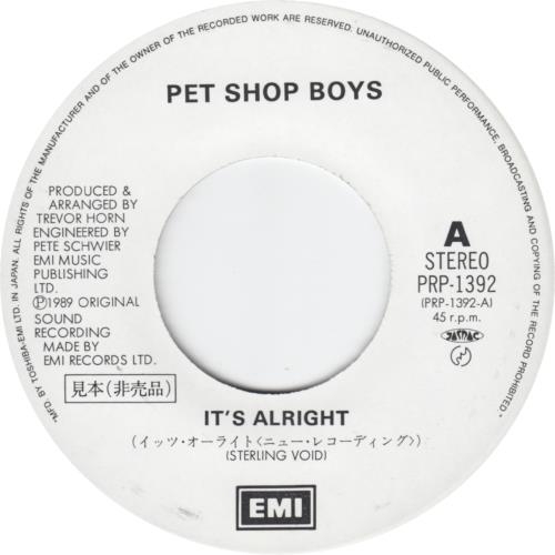 Pet Shop Boys It's Alright 7" vinyl single (7 inch record / 45) Japanese PSB07IT37909