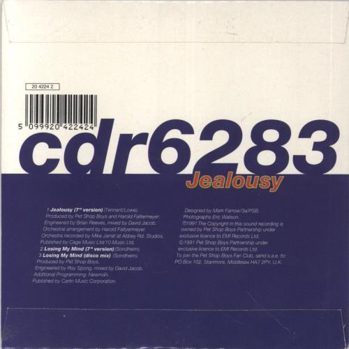 Pet Shop Boys Jealousy - card picture sleeve CD single (CD5 / 5") Dutch PSBC5JE02263