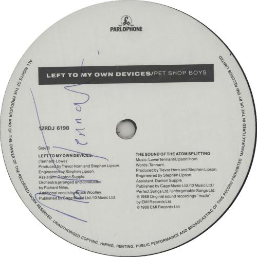 Pet Shop Boys Left To My Own Devices - Autographed 12" vinyl single (12 inch record / Maxi-single) UK PSB12LE656119