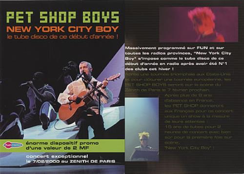 Pet Shop Boys New York City Boy handbill French PSBHBNE394135