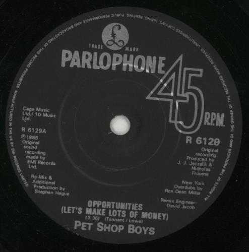 Pet Shop Boys Opportunities 7" vinyl single (7 inch record / 45) UK PSB07OP27021