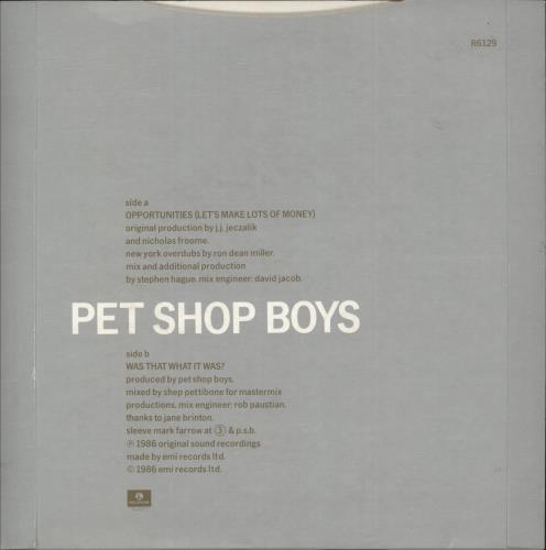 Pet Shop Boys Opportunities 7" vinyl single (7 inch record / 45) UK PSB07OP27021
