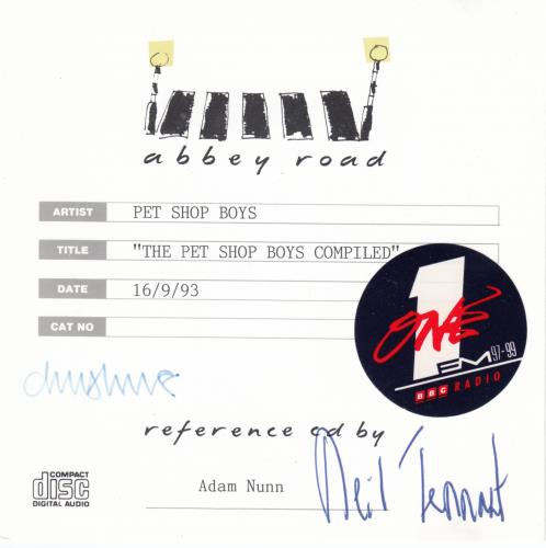 Pet Shop Boys Pet Shop Boys Compiled CD-R acetate UK PSBCRPE28436