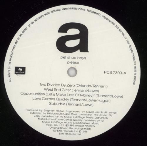 Pet Shop Boys Please - Hype Stickered vinyl LP album (LP record) UK PSBLPPL869392