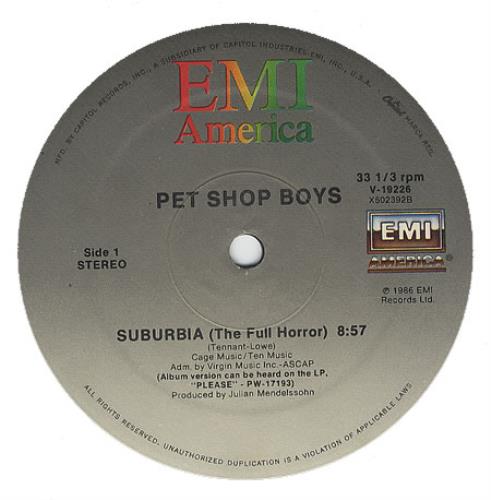Pet Shop Boys Suburbia 12" vinyl single (12 inch record / Maxi-single) US PSB12SU04212