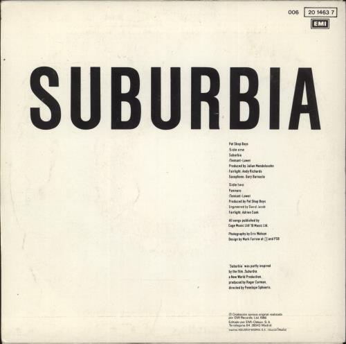 Pet Shop Boys Suburbia 7" vinyl single (7 inch record / 45) Spanish PSB07SU886169
