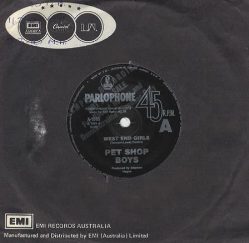 Pet Shop Boys West End Girls 7" vinyl single (7 inch record / 45) Australian PSB07WE223833