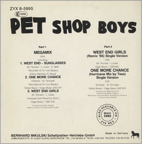 Pet Shop Boys Zyx Megamix CD single (CD5 / 5") German PSBC5ZY12976
