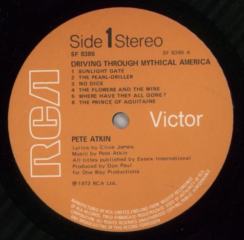 Pete Atkin Driving Through Mythical America vinyl LP album (LP record) UK PAALPDR440650