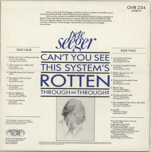 Pete Seeger Can't You See This System's Rotten Through And Through? vinyl LP album (LP record) UK PB-LPCA693730