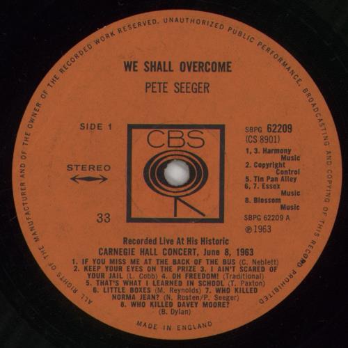 Pete Seeger We Shall Overcome vinyl LP album (LP record) UK PB-LPWE769878