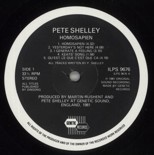 Pete Shelley Homosapien - EX vinyl LP album (LP record) UK PLLLPHO877558
